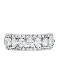 Lab Grown White Sapphire Band Ring in Sterling Silver