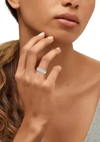 Lab Grown White Sapphire Band Ring in Sterling Silver