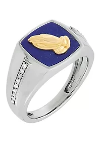 1/10 ct. t.w. Diamond and Lapis Lazuli Ring in 10K Yellow and White Gold