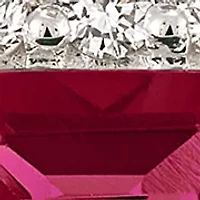 1/4 ct. t.w. Lab Grown Diamond and Lab Grown Ruby Pendant with 18" Cable Chain in 10K Yellow Gold