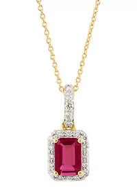 1/4 ct. t.w. Lab Grown Diamond and Lab Grown Ruby Pendant with 18" Cable Chain in 10K Yellow Gold