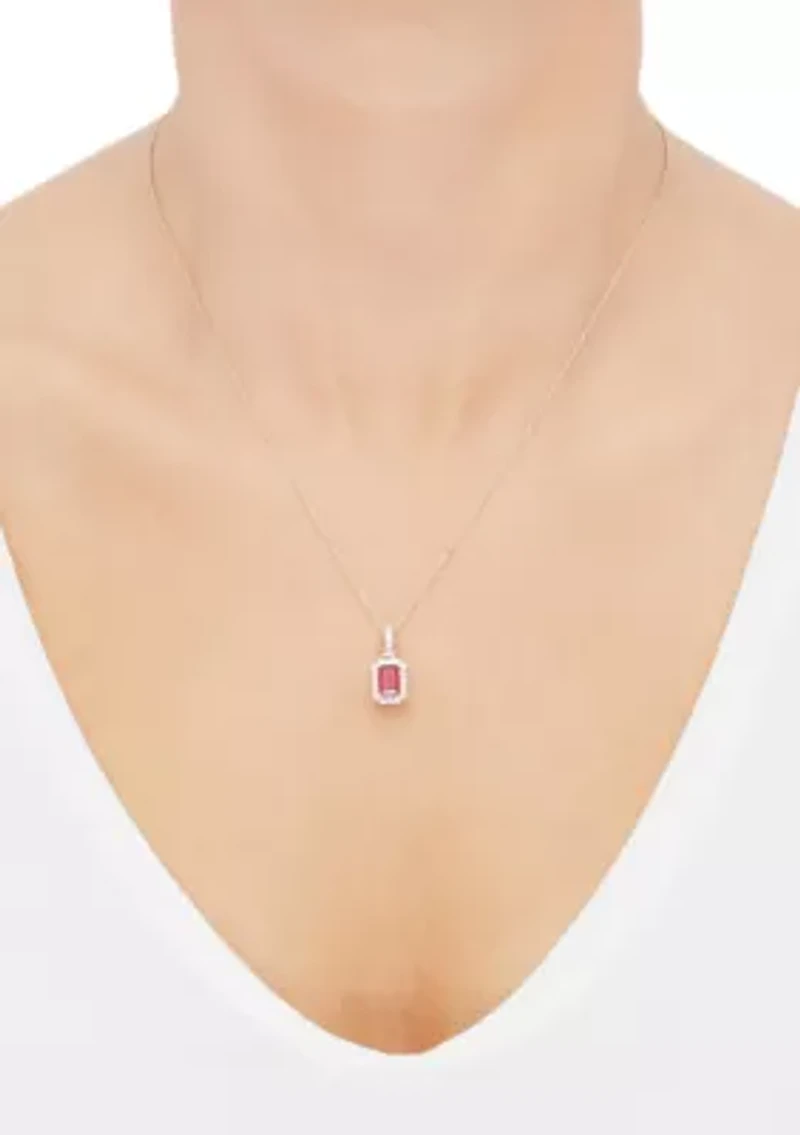 1/4 ct. t.w. Lab Grown Diamond and Lab Grown Ruby Pendant with 18" Cable Chain in 10K Yellow Gold