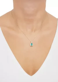 1/4 ct. t.w. Lab Grown Diamond and Emerald Pendant with 18" Cable Chain in 10K Yellow Gold
