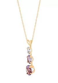 Amethyst, Pink Amethyst, and White Topaz Pendant with 18" Rope Chain Necklace in 10K Yellow Gold