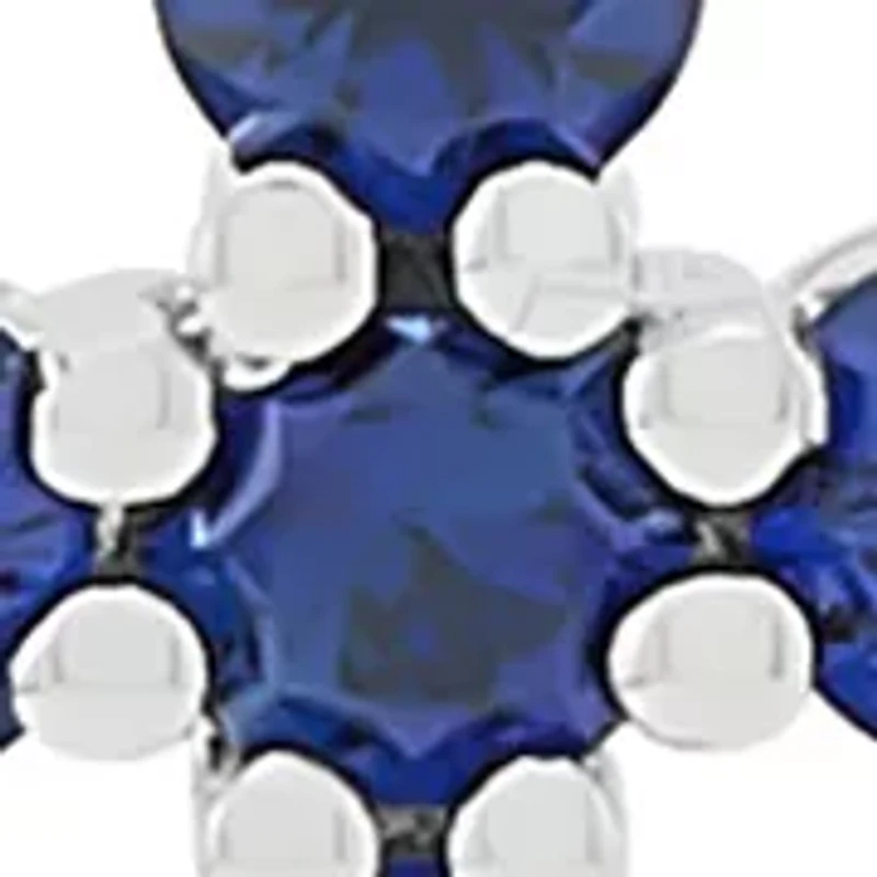 Lab Grown Sapphire Cross Pendant with 18" Cable Chain in Sterling Silver