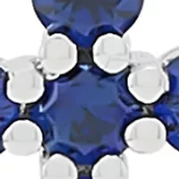 Lab Grown Sapphire Cross Pendant with 18" Cable Chain in Sterling Silver