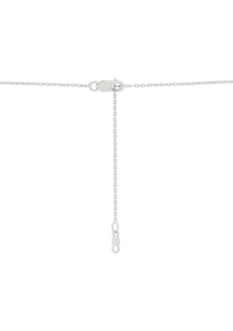 Lab Grown Sapphire Cross Pendant with 18" Cable Chain in Sterling Silver