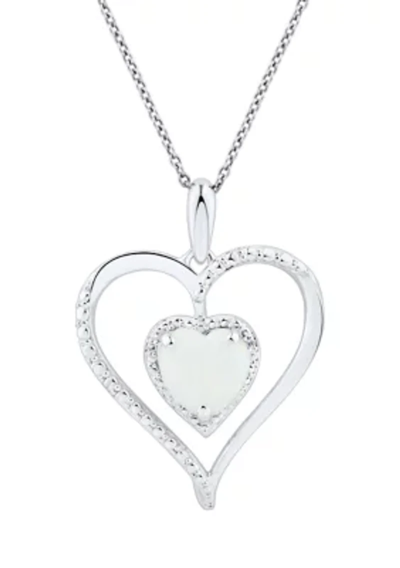 1/10 ct. t.w. Diamond and Lab Created Opal Pendant Necklace with 18" Cable Chain in Sterling Silver