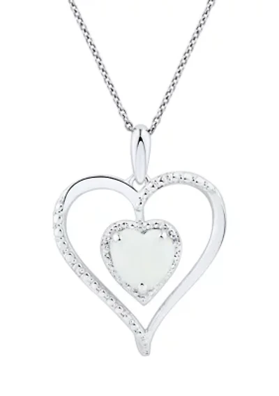 1/10 ct. t.w. Diamond and Lab Created Opal Pendant Necklace with 18" Cable Chain in Sterling Silver