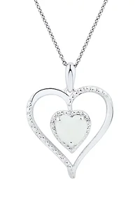 1/10 ct. t.w. Diamond and Lab Created Opal Pendant Necklace with 18" Cable Chain in Sterling Silver