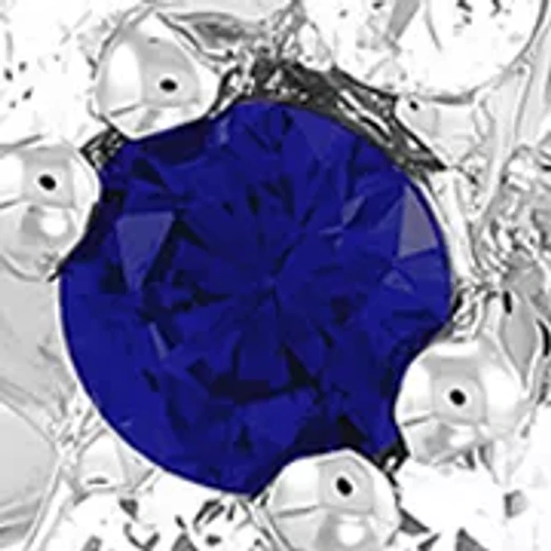 Created Sapphire and Created White Swirly Cross Sapphire Pendant Necklace with 18" Cable Chain in Sterling Silver