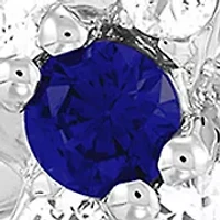 Created Sapphire and Created White Swirly Cross Sapphire Pendant Necklace with 18" Cable Chain in Sterling Silver