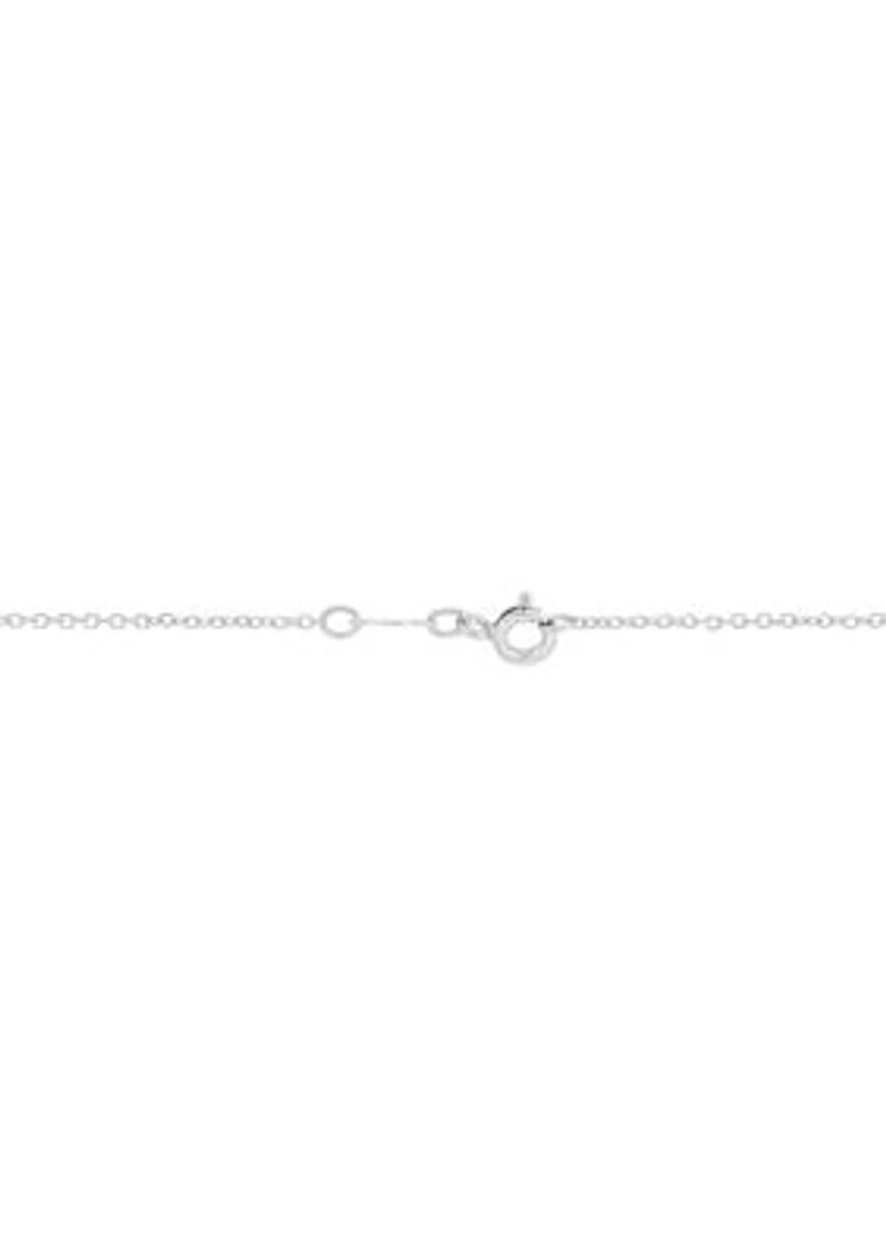 Aquamarine and Created White Sapphire Swirly Cross Pendant Necklace with 18" Cable Chain in Sterling Silver