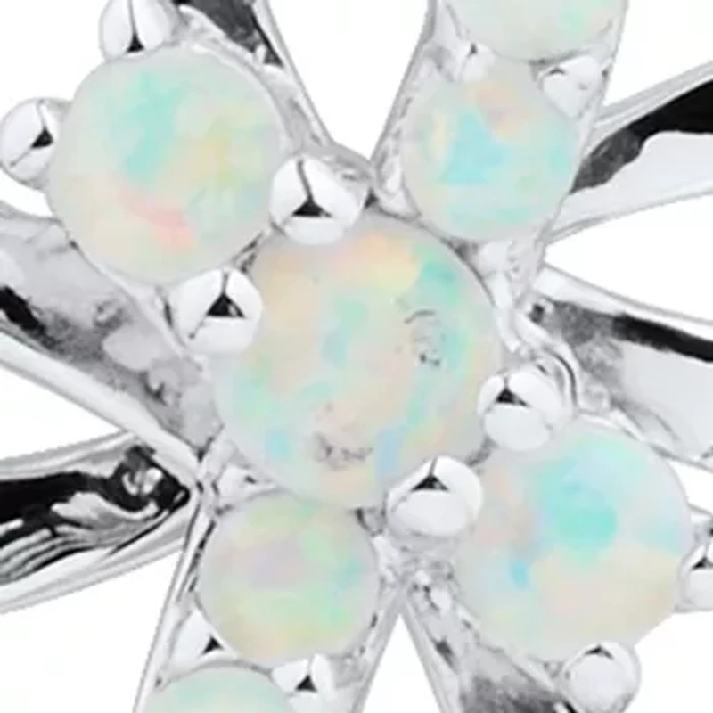 Lab Created Opal Cross Pendant Necklace with 18" Cable Chain in Sterling Silver