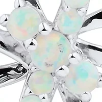 Lab Created Opal Cross Pendant Necklace with 18" Cable Chain in Sterling Silver