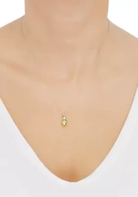 	 1/10 ct. t.w. Diamond and Peridot Pendant Necklace with 18" Rope Chain in 10K Yellow Gold