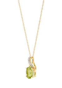 1/10 ct. t.w. Diamond and Peridot Pendant Necklace with 18" Rope Chain in 10K Yellow Gold