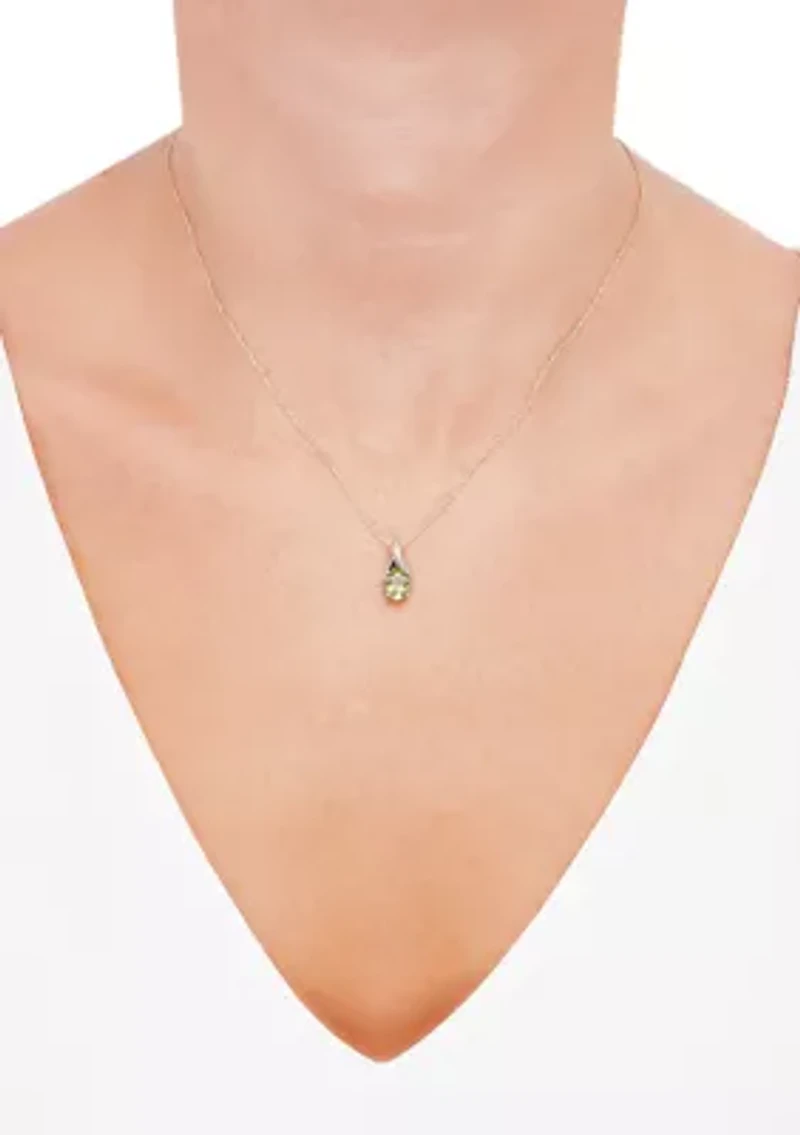 1/10 ct. t.w. Diamond and Peridot Pendant Necklace with 18" Rope Chain in 10K Yellow Gold