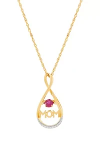 1/10 ct. t.w. Diamond and Lab Grown Ruby Pendant with 18" Rope Chain
