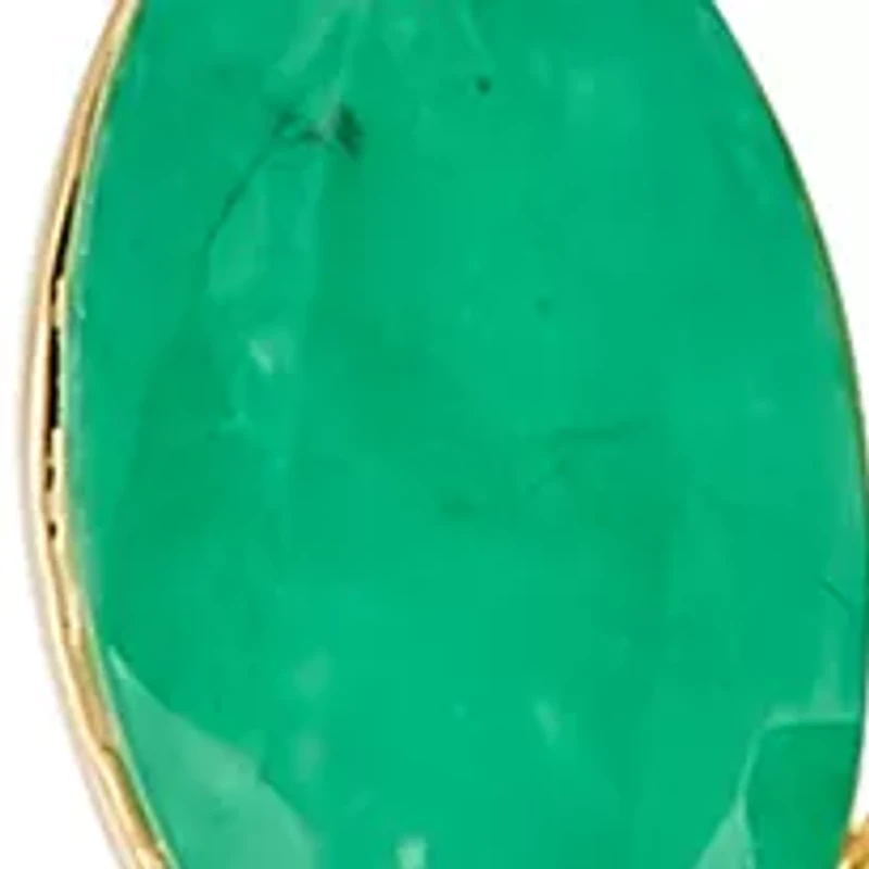 Emerald and 1/10 ct. t.w. Diamond Pendant with 18" Cable Chain in 10K Yellow Gold
