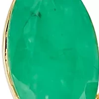 Emerald and 1/10 ct. t.w. Diamond Pendant with 18" Cable Chain in 10K Yellow Gold