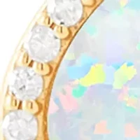 1/8 ct. t.w. Lab Grown Diamond and Opal Pendant with 18" Rope Chain in 10K Yellow Gold