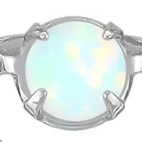 Lab Grown Opal and Lab Grown White Sapphire Pendant Necklace with 18" Cable Chain in Sterling Silver