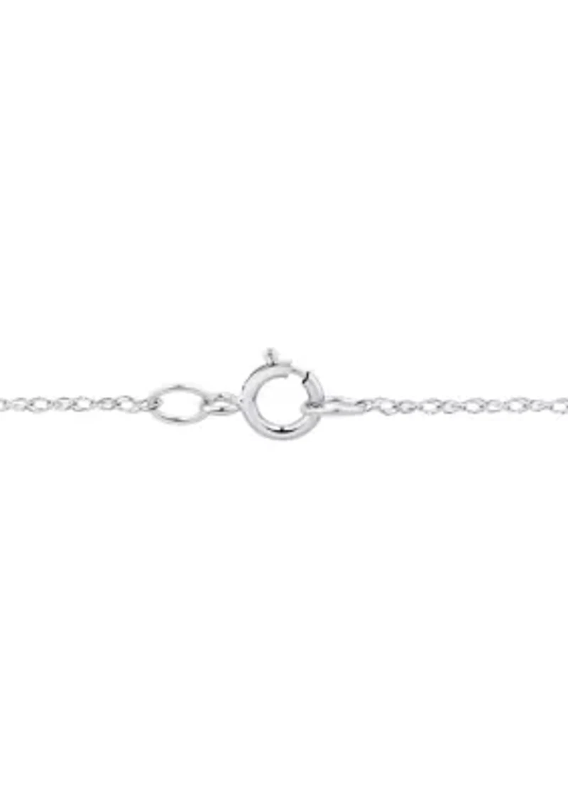 Lab Grown Sapphire and 1/4 ct. t.w. Lab Grown Diamond Pendant with 18" Rope Chain in Sterling silver