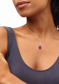 Lab Grown Ruby and 1/4 ct. t.w. Lab Grown Diamond Pendant with 18" Rope Chain - Gold Over Silver
