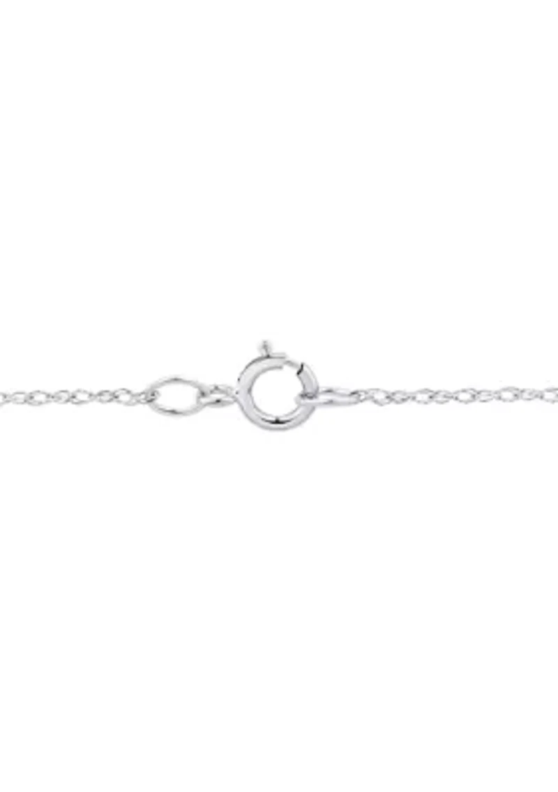 Lab Grown Emerald and 1/4 ct. t.w. Lab Grown Diamond Pendant with 18" Rope Chain in Sterling Silver