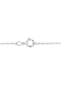 Lab Grown Emerald and 1/4 ct. t.w. Lab Grown Diamond Pendant with 18" Rope Chain in Sterling Silver
