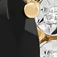 Onyx and Diamond Accent Flower Pendant with 18" Rope Chain in 10K Yelow Gold