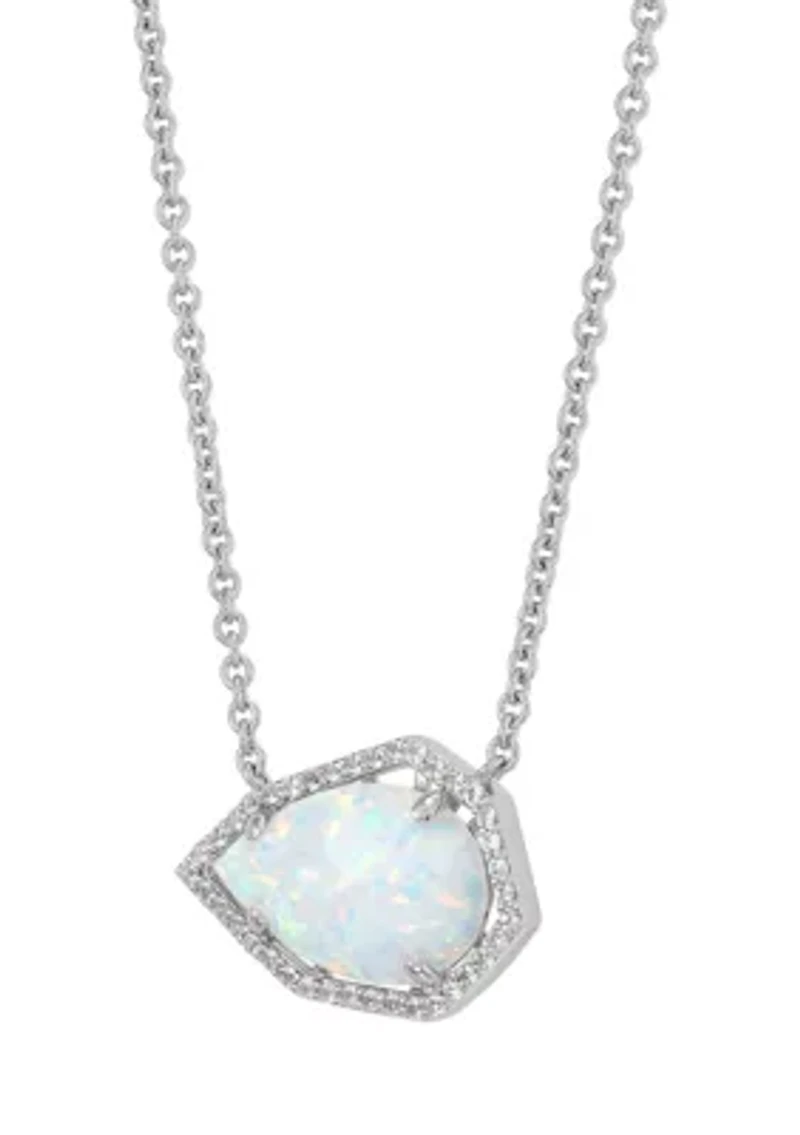 Created Opal and White Topaz Necklace in Sterling Silver