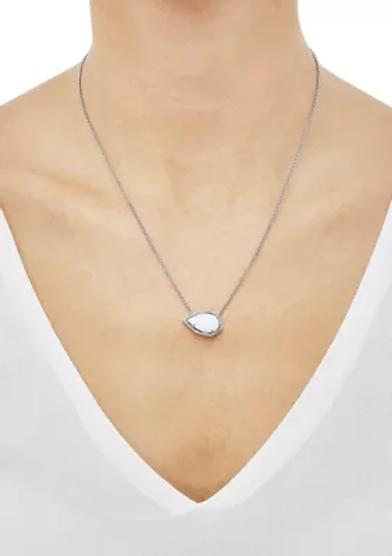 Created Opal and White Topaz Necklace in Sterling Silver