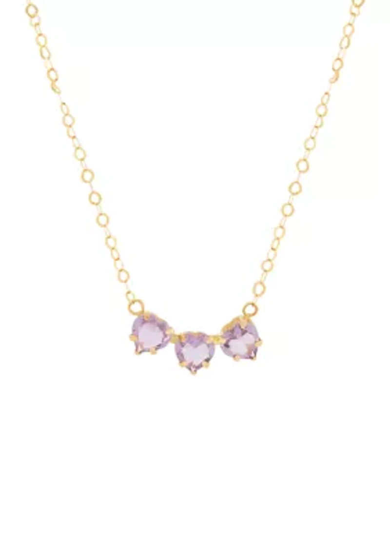 Heart Amehtyst Necklace in 10K Yellow Gold