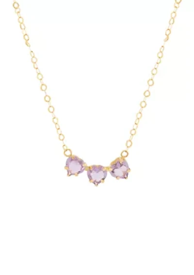 Heart Amehtyst Necklace in 10K Yellow Gold