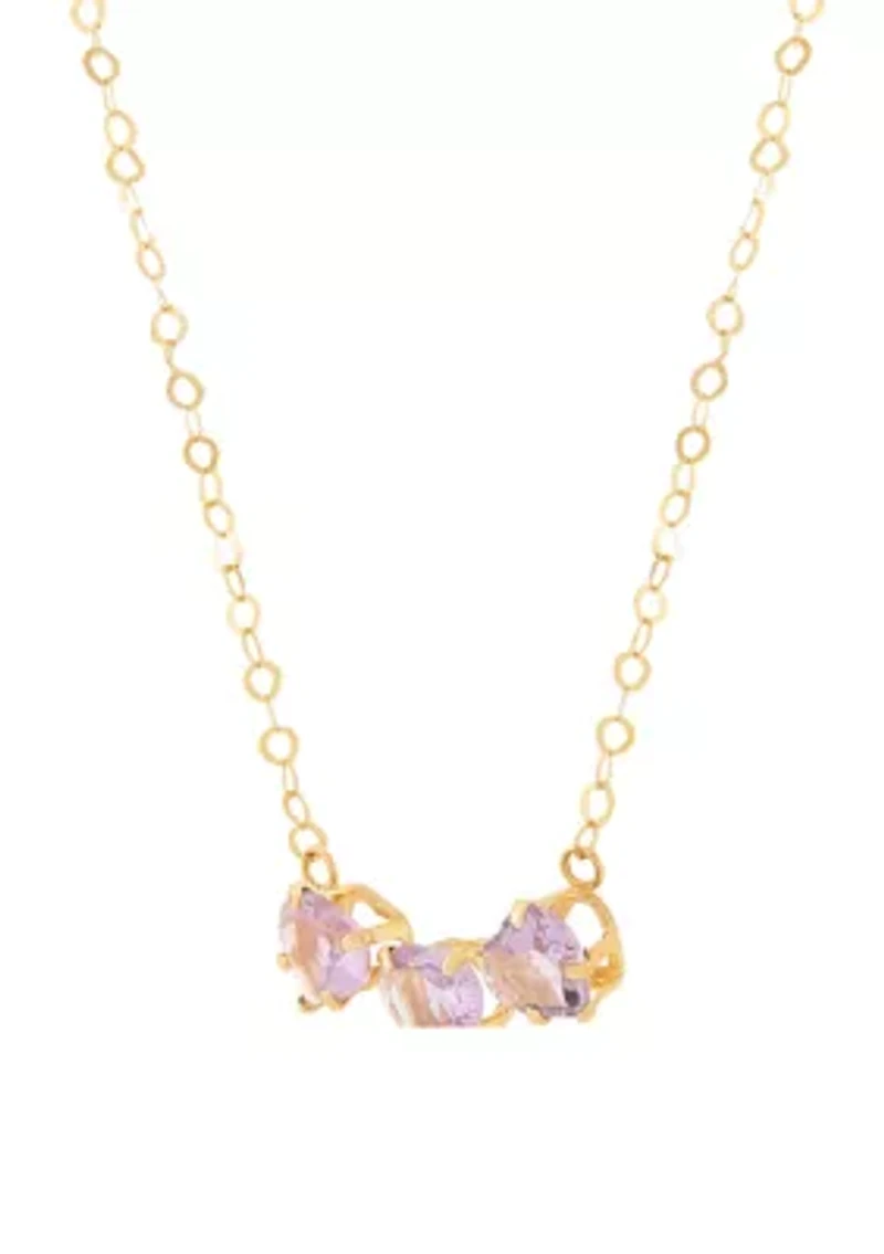 Heart Amehtyst Necklace in 10K Yellow Gold