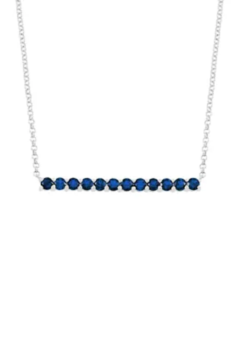 1.68 ct. t.w. Created Sapphire Bar Necklace in Sterling Silver