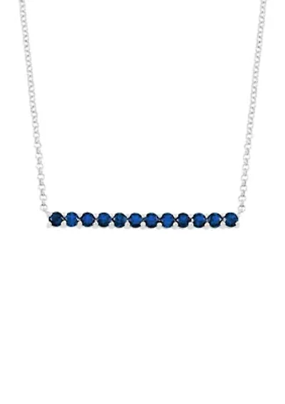 1.68 ct. t.w. Created Sapphire Bar Necklace in Sterling Silver
