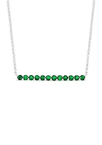 1.32 ct. t.w. Created Emerald Bar Necklace in Sterling Silver