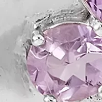 Diamond and Amethyst Butterfly on Bar Necklace in Sterling Silver