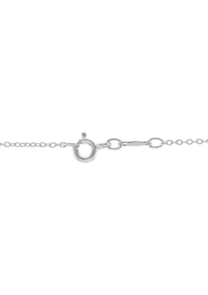 Diamond and Amethyst Butterfly on Bar Necklace in Sterling Silver