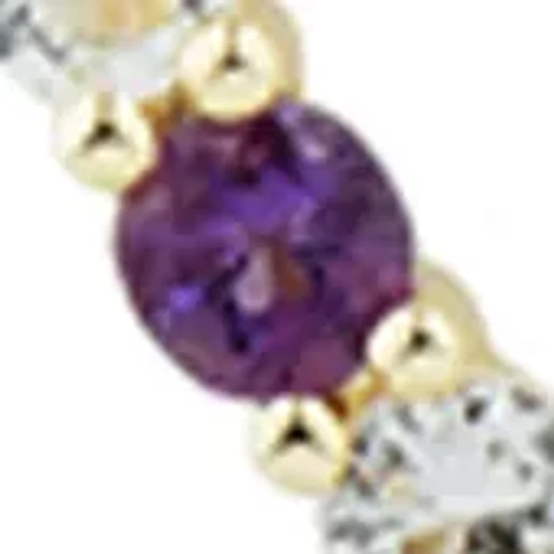 White Topaz and Amethyst Heart Necklace in 10K Yellow Gold