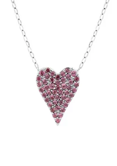 Lab Created Pink Sapphire Necklace in Sterling Silver
