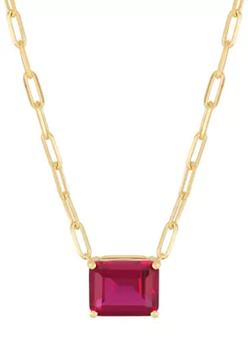 Lab Grown Ruby Necklace in Gold Over Silver