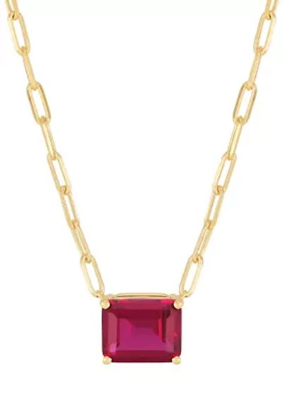 Lab Grown Ruby Necklace in Gold Over Silver
