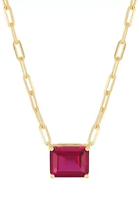 Lab Grown Ruby Necklace in Gold Over Silver