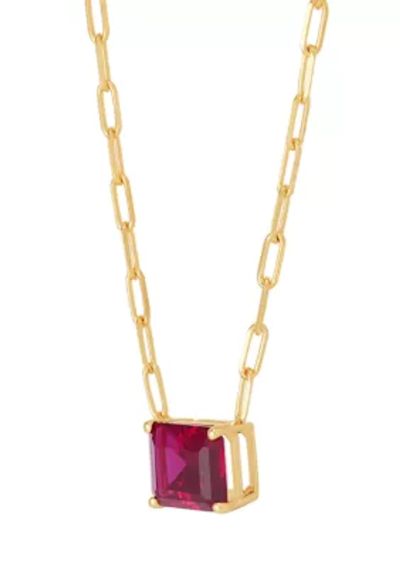 Lab Grown Ruby Necklace in Gold Over Silver
