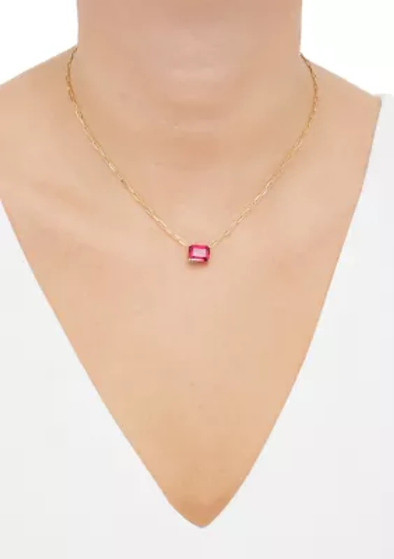 Lab Grown Ruby Necklace in Gold Over Silver