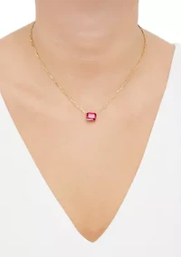 Lab Grown Ruby Necklace in Gold Over Silver
